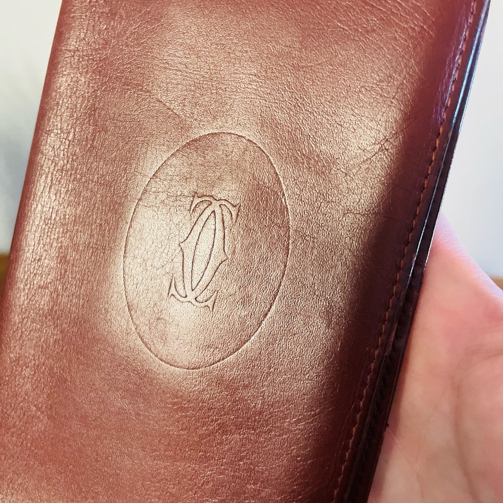 Cartier Oxblood Red Leather Long Bifold Wallet Au… - image 3